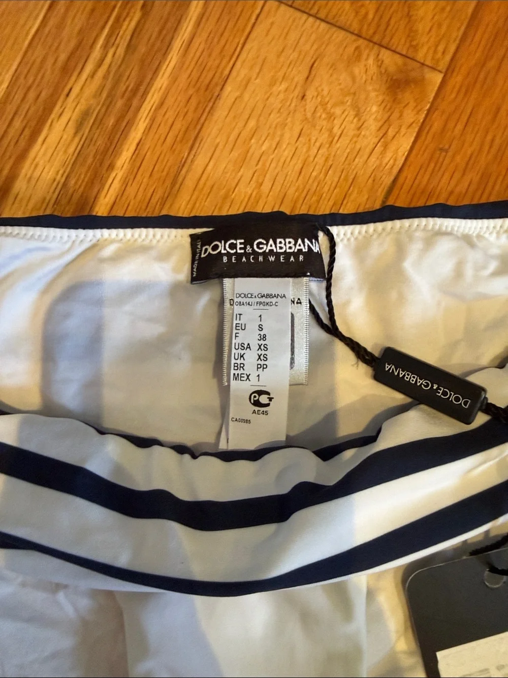 Dolce & Gabbana Striped White & Navy Halter Bikini Set - Women Swim